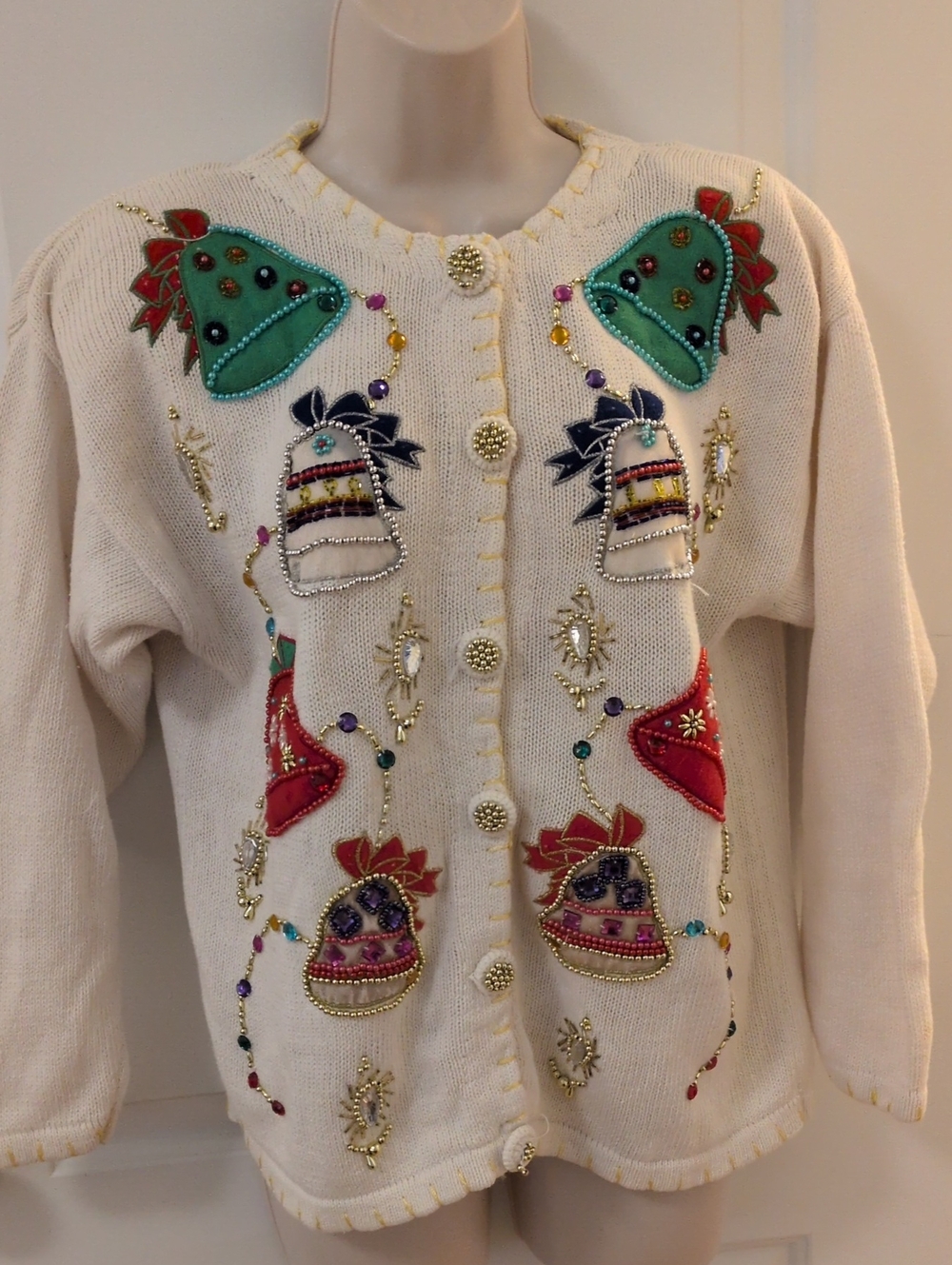 Vintage Victoria Harbour Embellished Christmas Cardigan